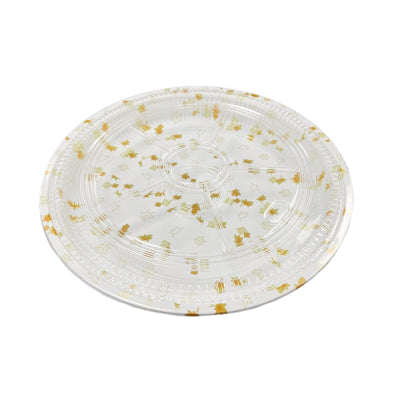 14" White Round Maple Leaf Plastic Sushi Party Tray 50set/cs – Misc – Sun Packaging