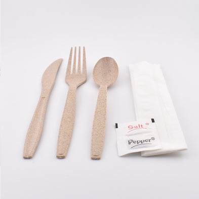 7" HD Bio 6 in1 Cutlery Kit (F,K,SS,1ply Napkin,P&S) 250/cs – Napkins & Towels – Sun Packaging