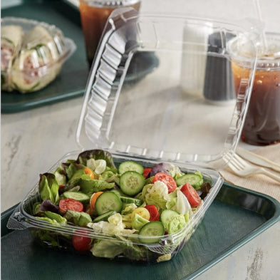 Anti-fog Clear Hinged PET Container 9x9x3" 200/cs – Clear Hinged Clamshell To-Go Boxes – Sun Packaging
