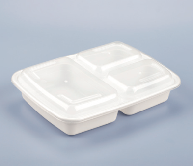 LRR 33oz 3-Comp White Rectangle Container 150set/cs – Rectangle & Foil Containers – Sun Packaging