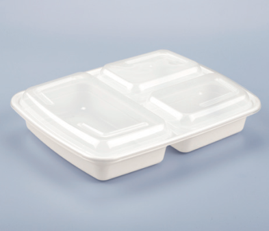 LRR 39oz 3-Comp (DT339) White Rectangle Container 150set/cs – Rectangle & Foil Containers – Sun Packaging