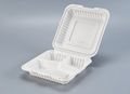 PP White Hinged 3-Comp Container 8x8x2.7'' 150pcs/cs – White Hinged Clamshell To-Go Boxes – Sun Packaging