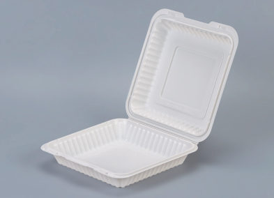 PP White Hinged Container 9x9x2.7" 150pcs/cs – White Hinged Clamshell To-Go Boxes – Sun Packaging