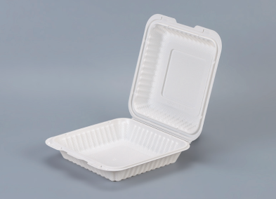 PP White Hinged Container with vent 8x8x2.7'' 150pcs/cs – White Hinged Clamshell To-Go Boxes – Sun Packaging
